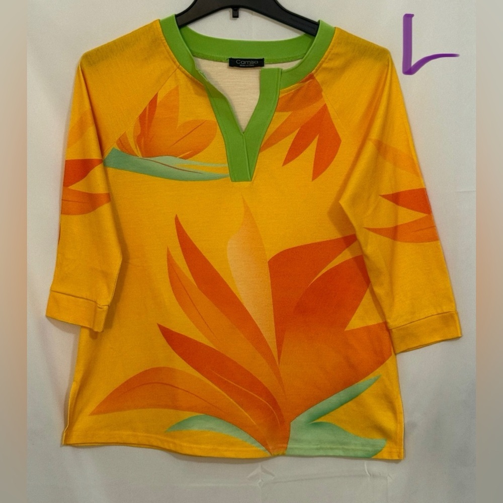Colorful Leaf Print Long Sleeve Tee